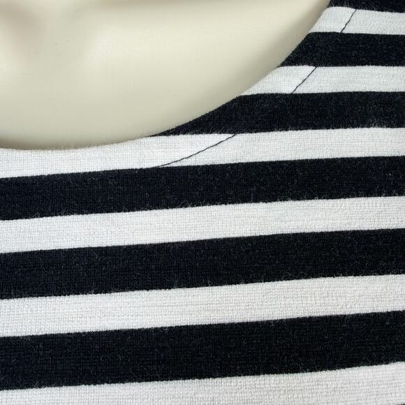 J Crew Dress Womens Small Black White Stripe Shift Seamed Cotton Stretch C6514 - Picture 3 of 16